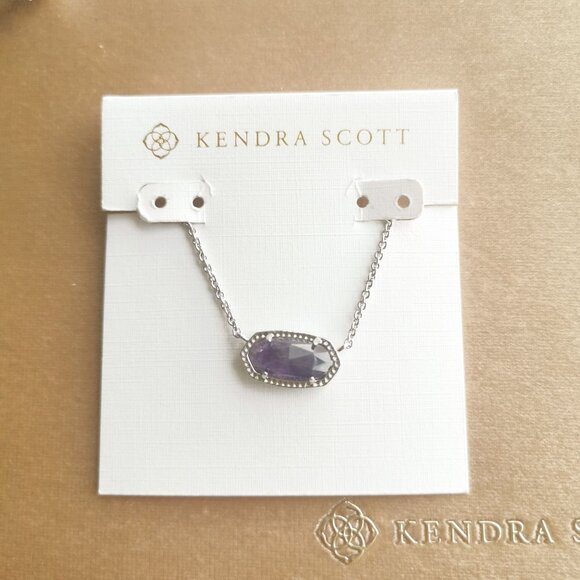 Kendra Scott Elisa Silver Amethyst Necklace New - Picture 1 of 4